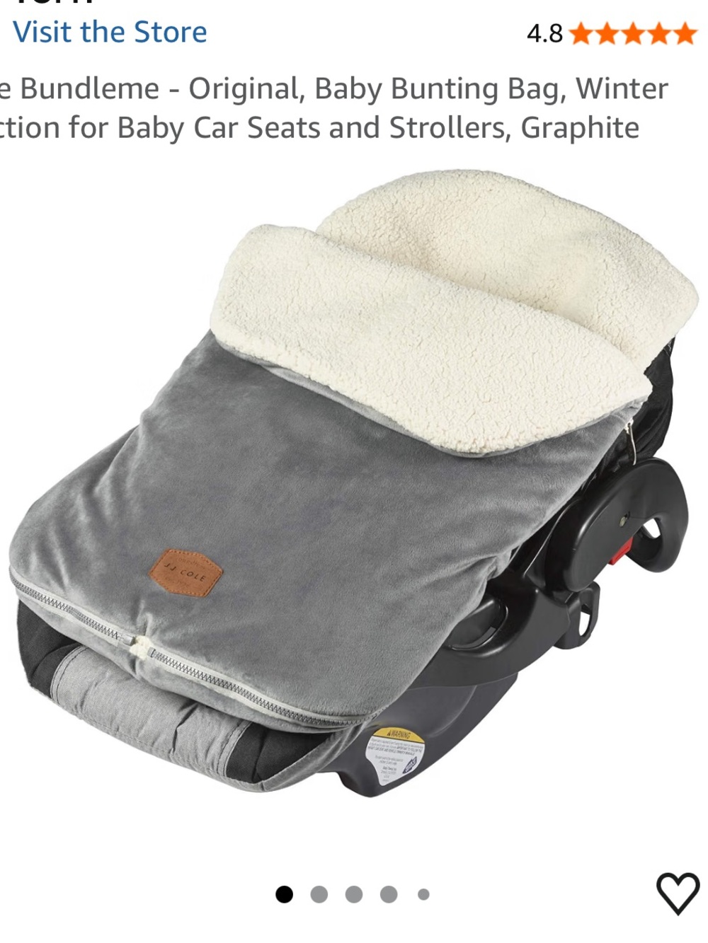 JJ Cole Bundleme Winter Thermaplush Baby Bunting Bag for Car seats Strollers